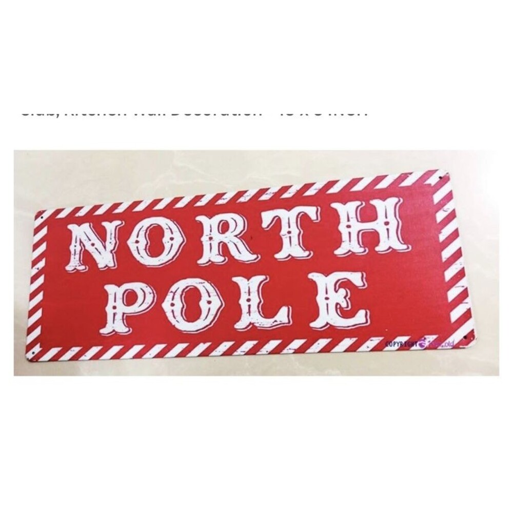 Retro Metal Sign - North Pole 16x6” New!